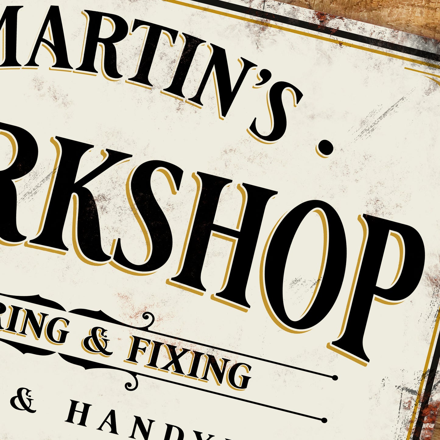 personalised workshop sign vintage metal sign close2