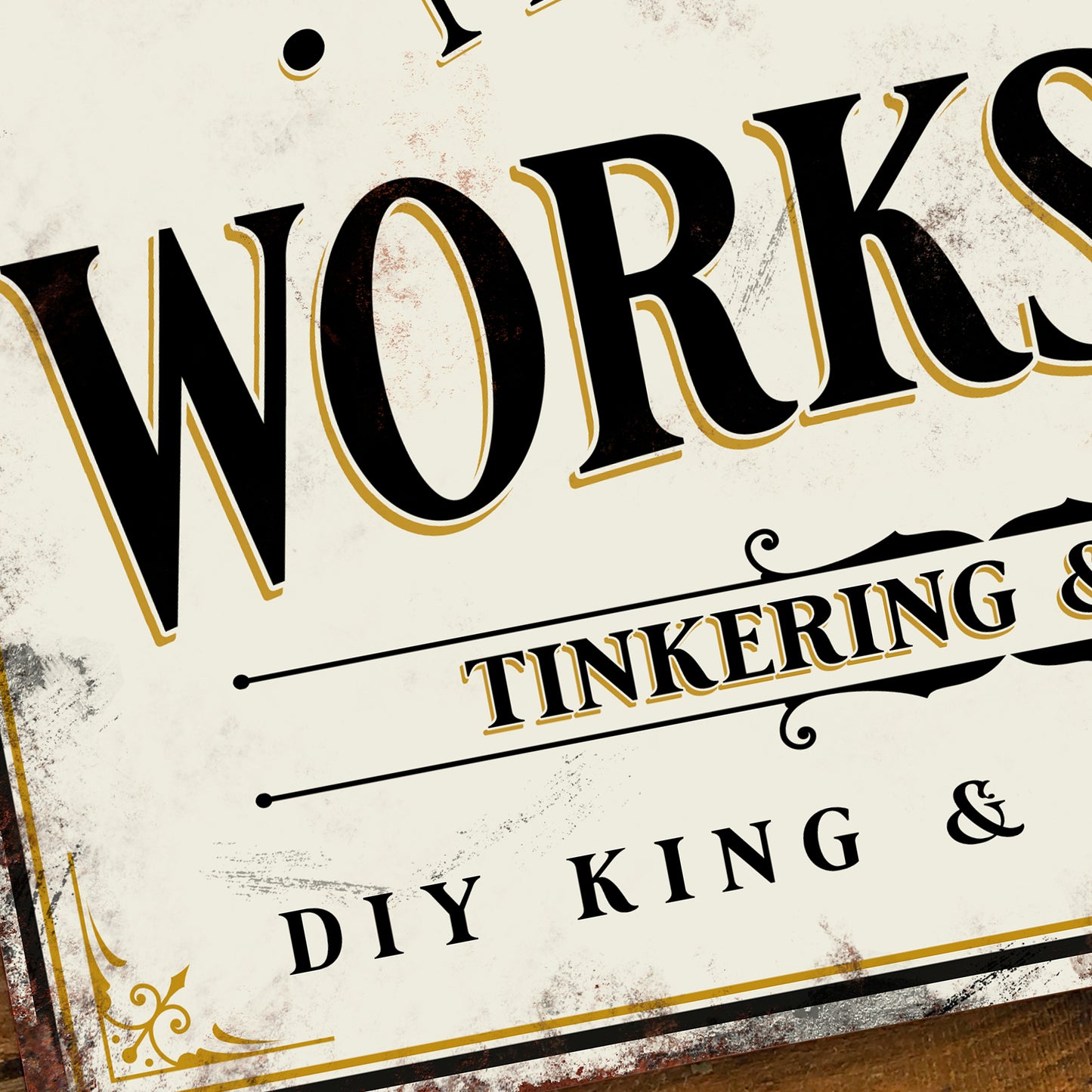 personalised workshop sign vintage metal sign close3