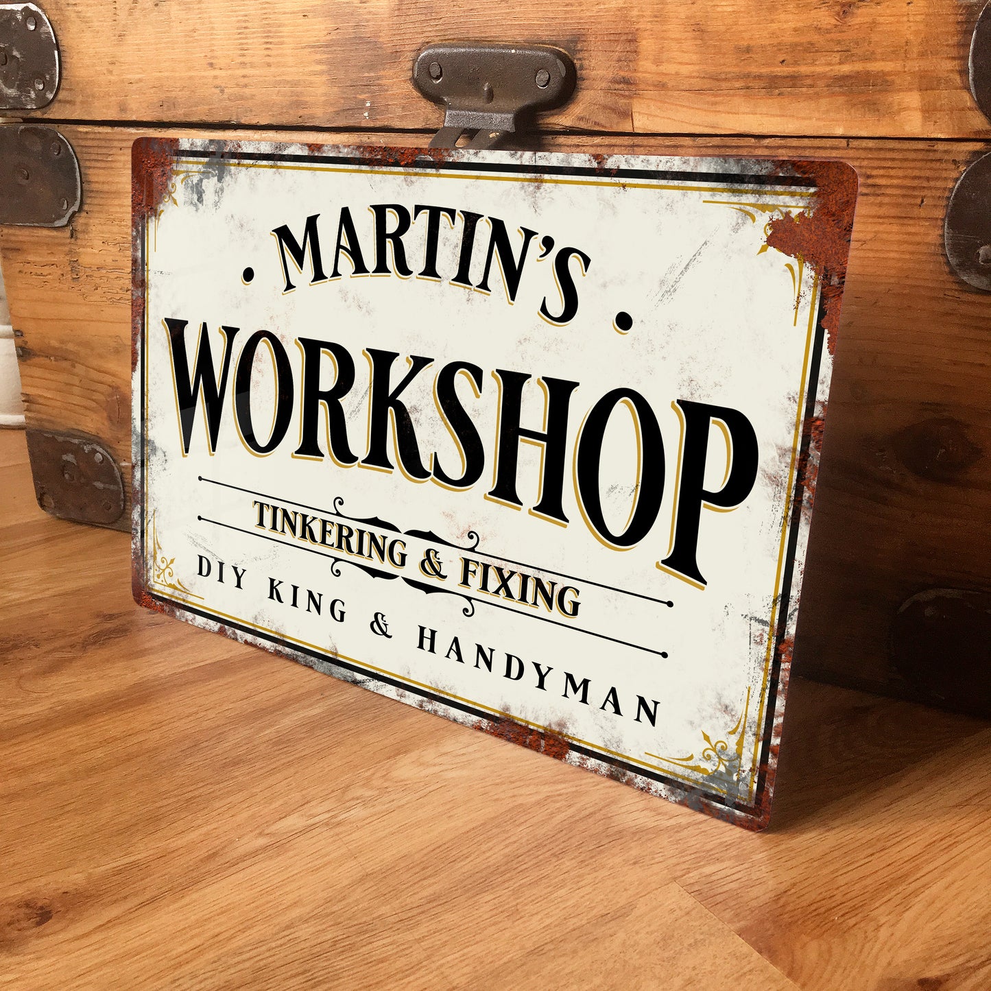 personalised workshop sign vintage metal sign