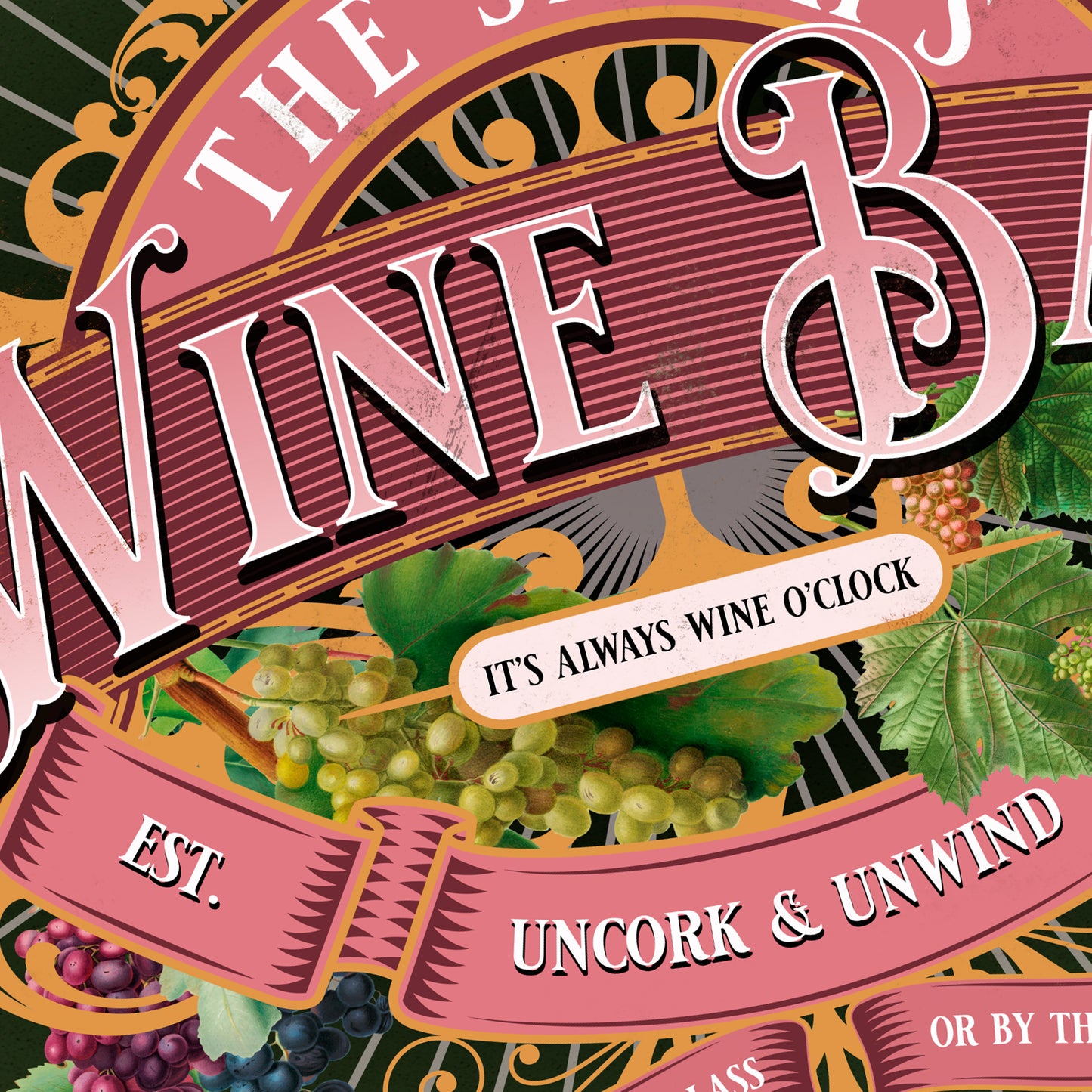 Personalised Vintage Wine Bar Sign Wine Drinkers Gift Closeup 2