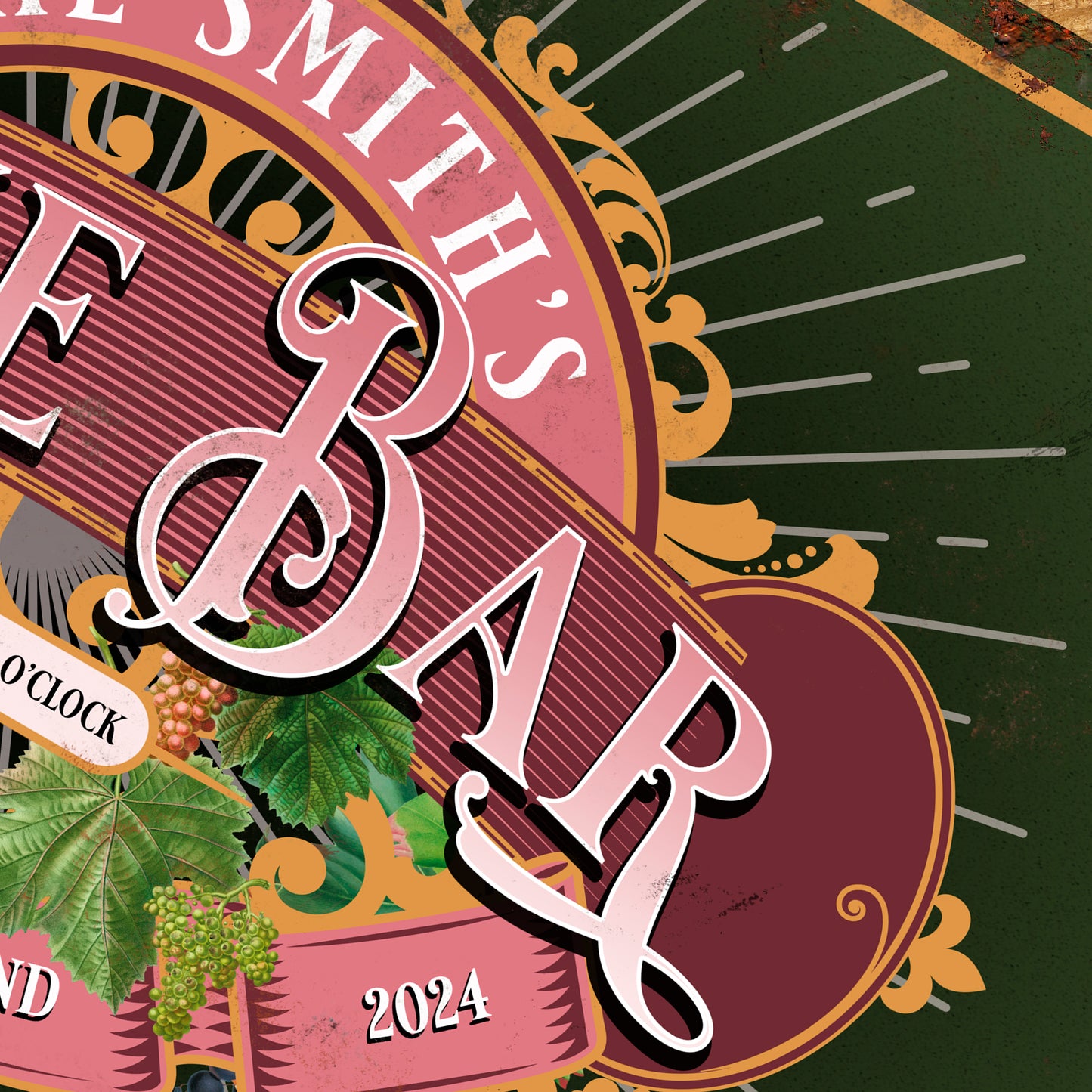 Personalised Vintage Wine Bar Sign Wine Drinkers Gift Closeup 1