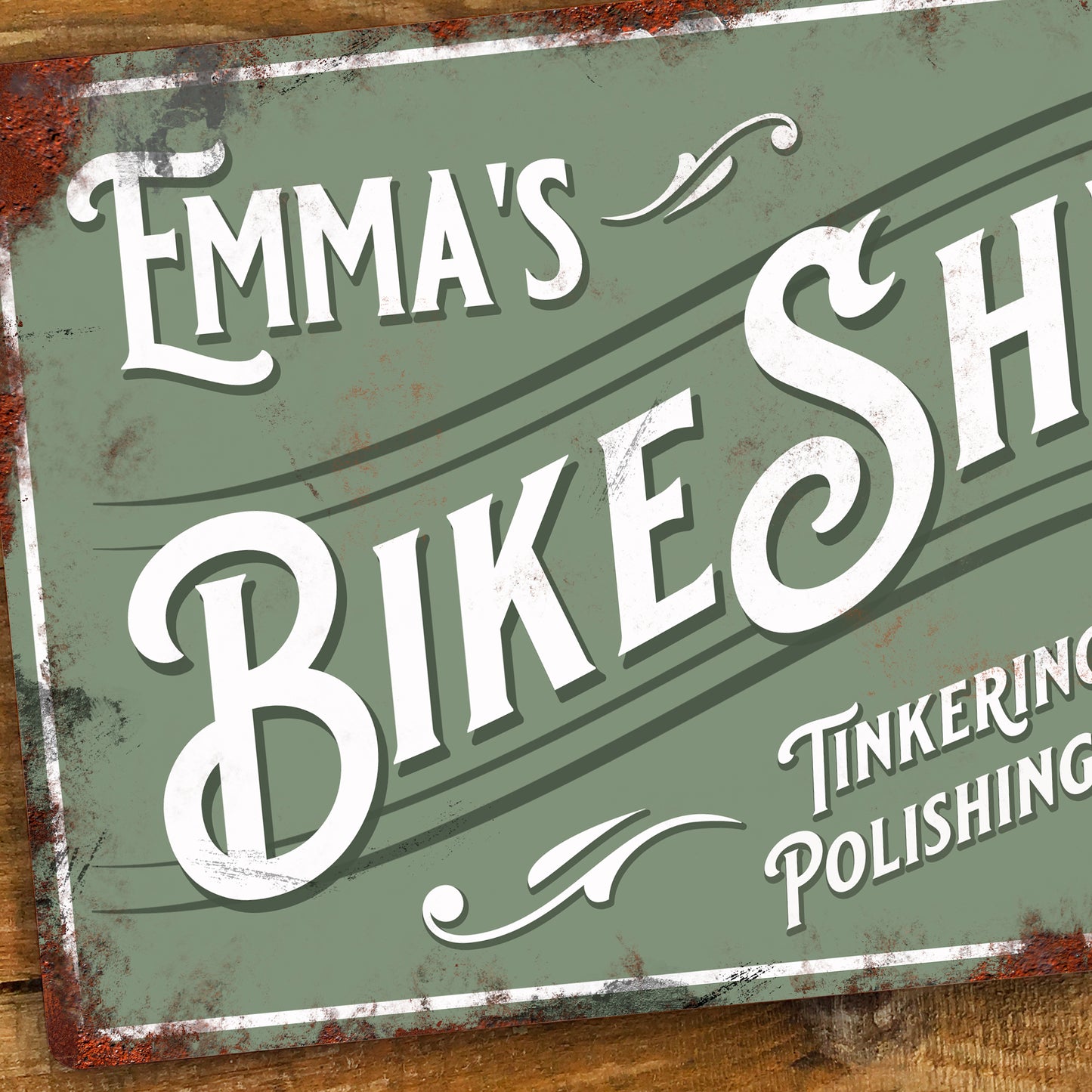 Personalised Bike Shed Sign Custom Bicycle Workshop Metal Sign 200mm x 305mm