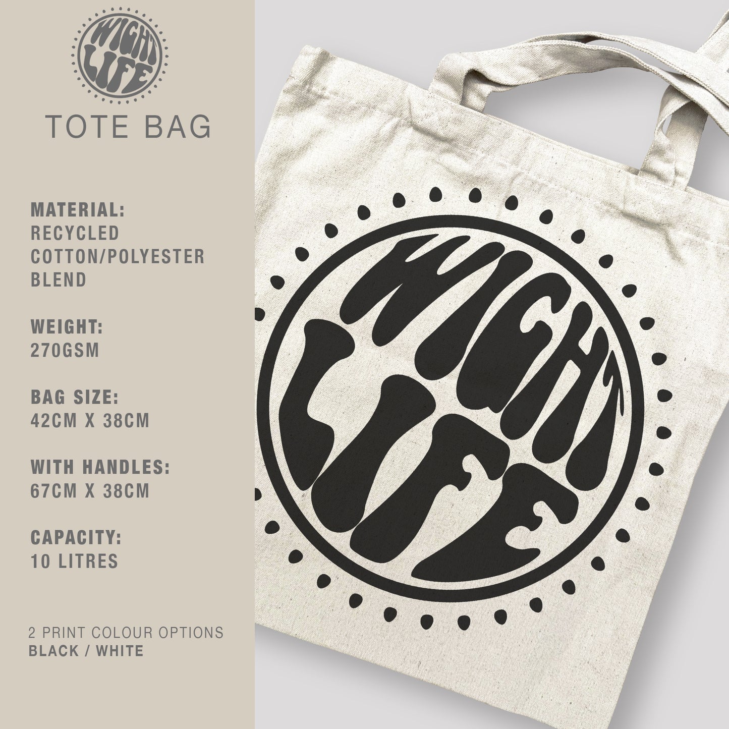 Wight Life Tote Bag - Sixties Power Circle - Shopping Bag