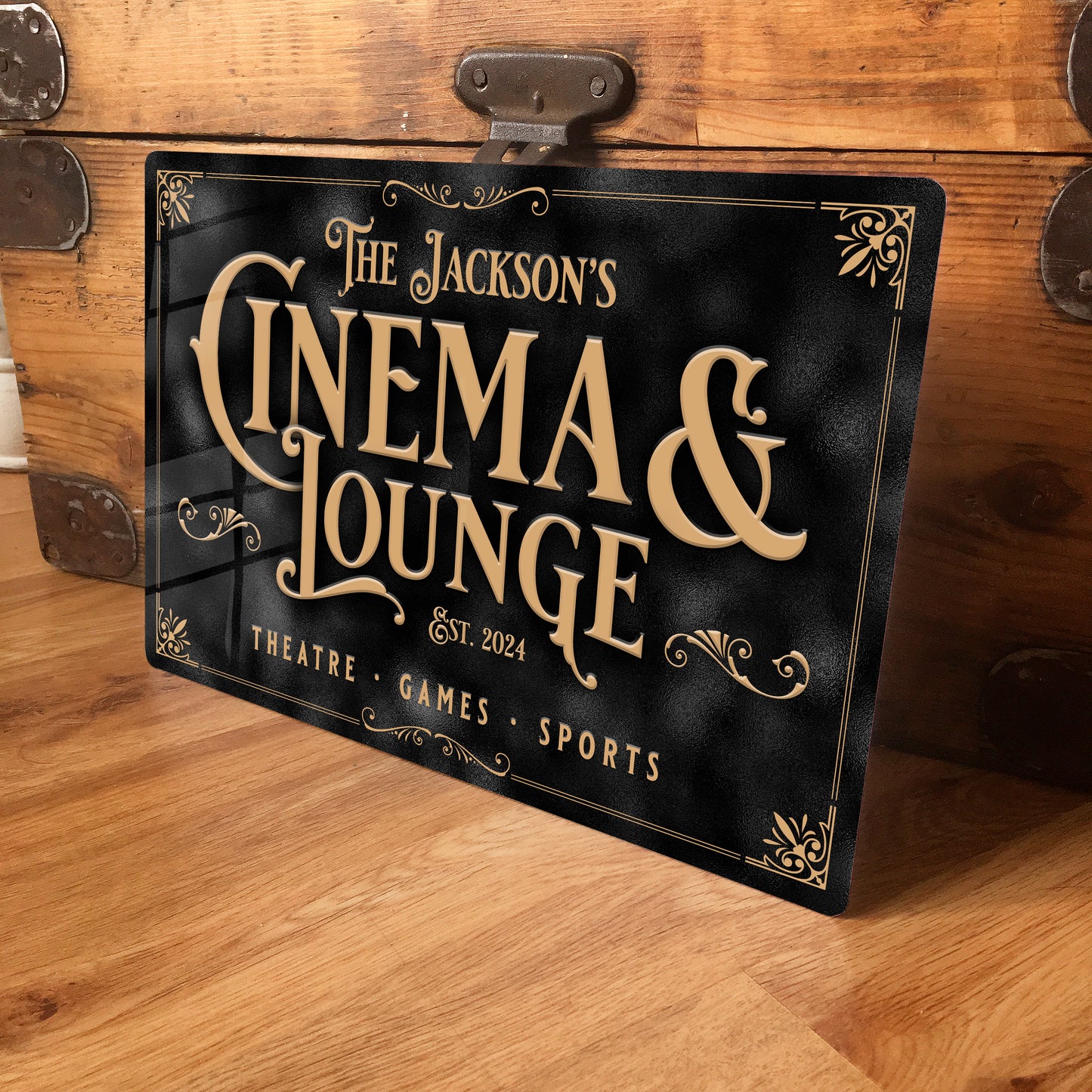 Personalised Home Cinema Sign printed on Aluminium Metal