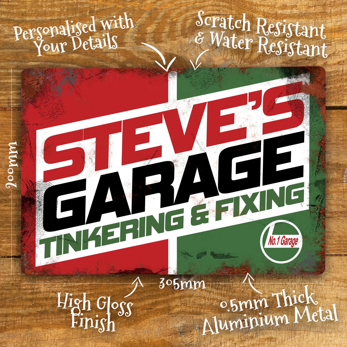 Personalised Motor Oil Garage Metal Door Wall Sign Vintage 200x305mm