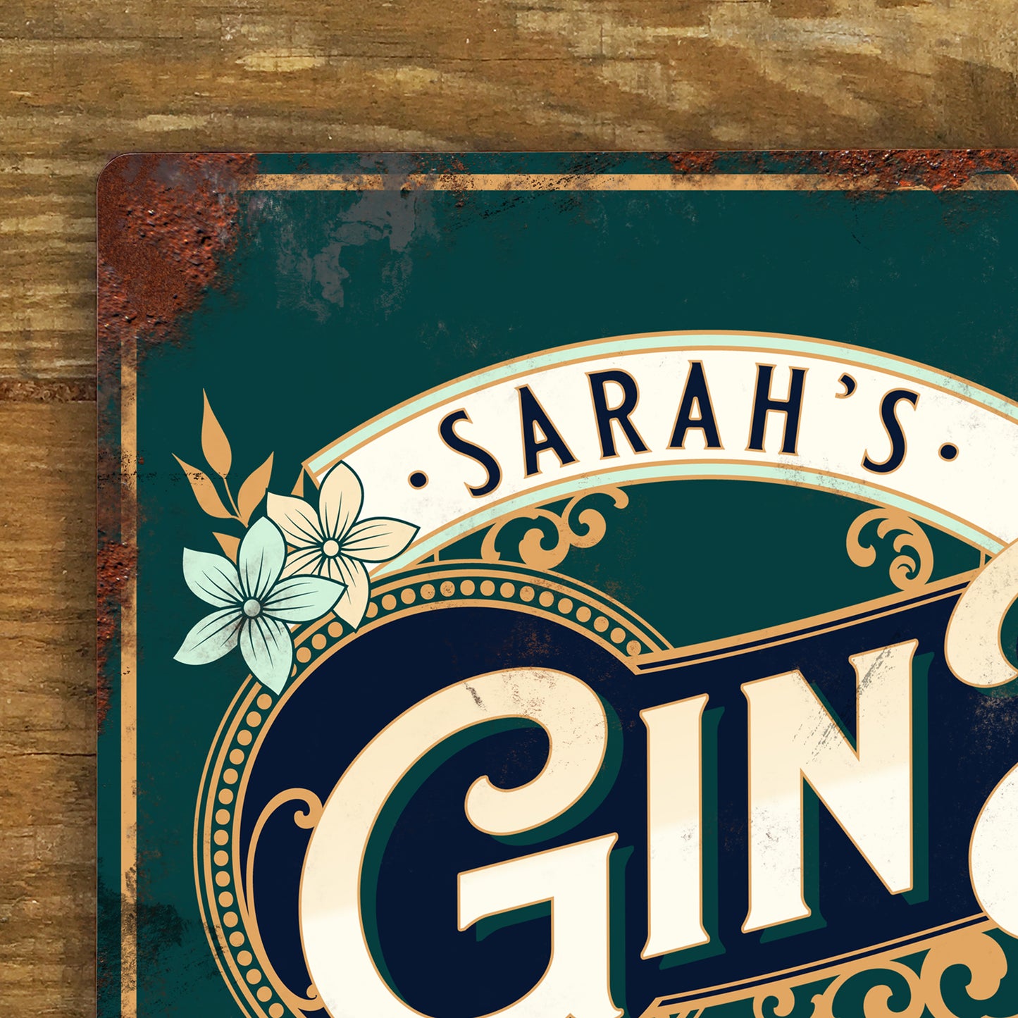 Personalised Gin Bar Home Pub Metal Door Wall Sign Vintage 200x305mm