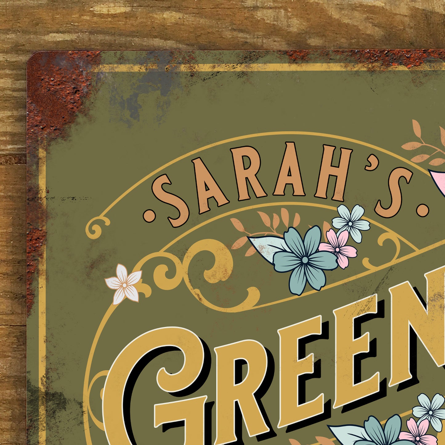 Personalised Greenhouse Garden Metal Door Wall Sign Vintage 200x305mm