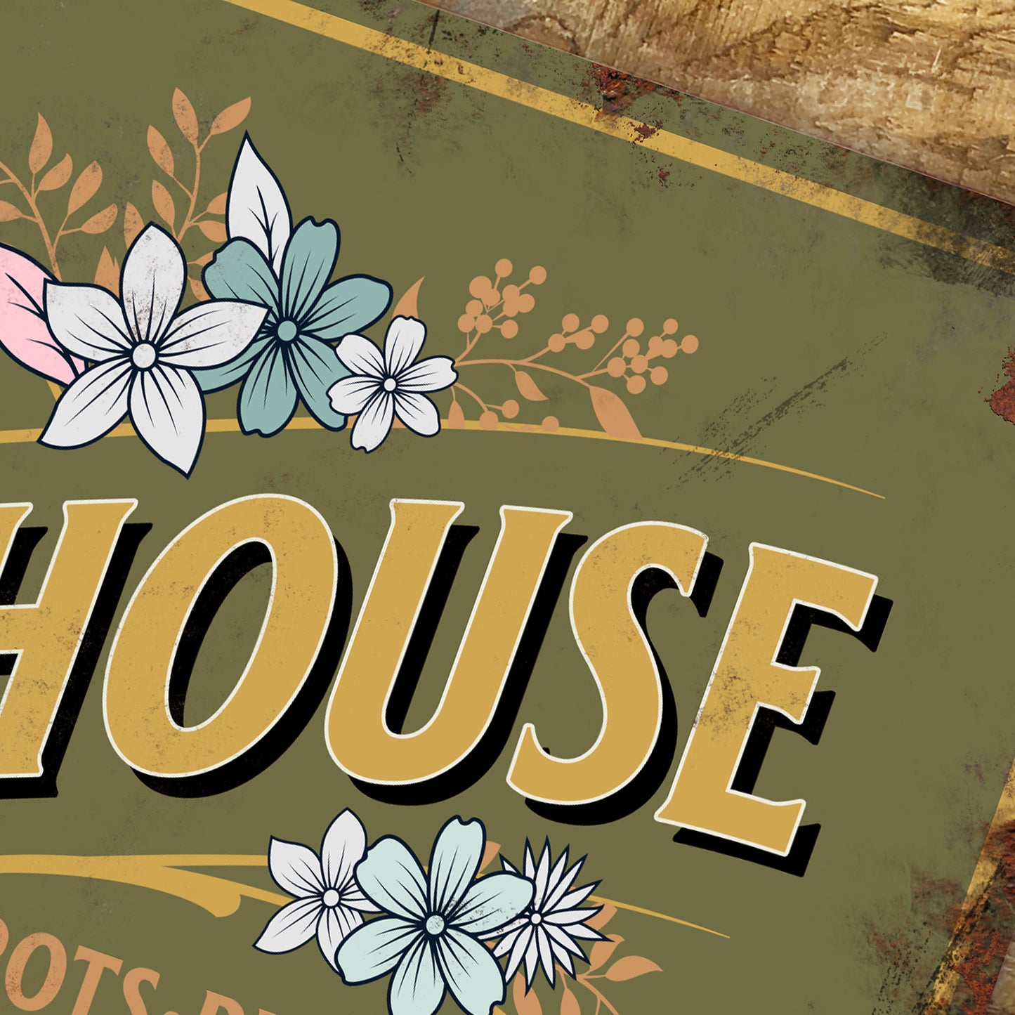 Personalised Greenhouse Garden Metal Door Wall Sign Vintage 200x305mm
