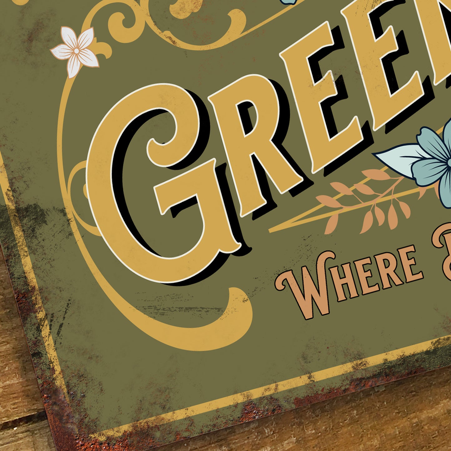 Personalised Greenhouse Garden Metal Door Wall Sign Vintage 200x305mm