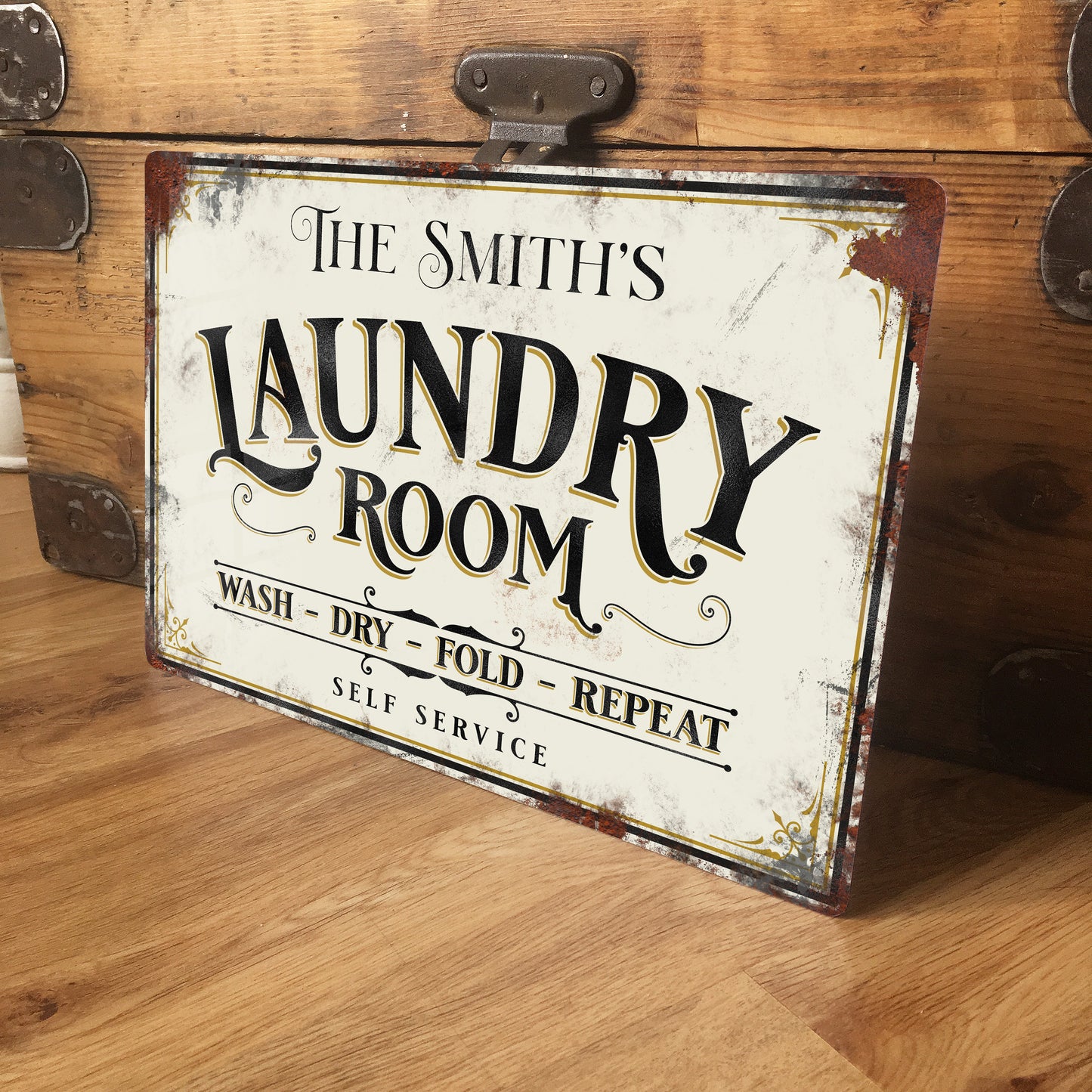 vintage metal laundry sign|giraffeandcustard.com/