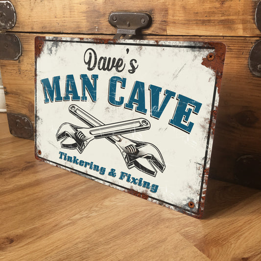 Vintage Retro Man Cave Metal personalised Sign