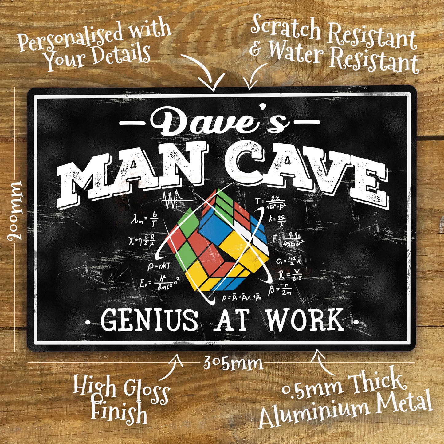 Personalised Man Cave Rubik's Metal Sign 200mm x 305mm