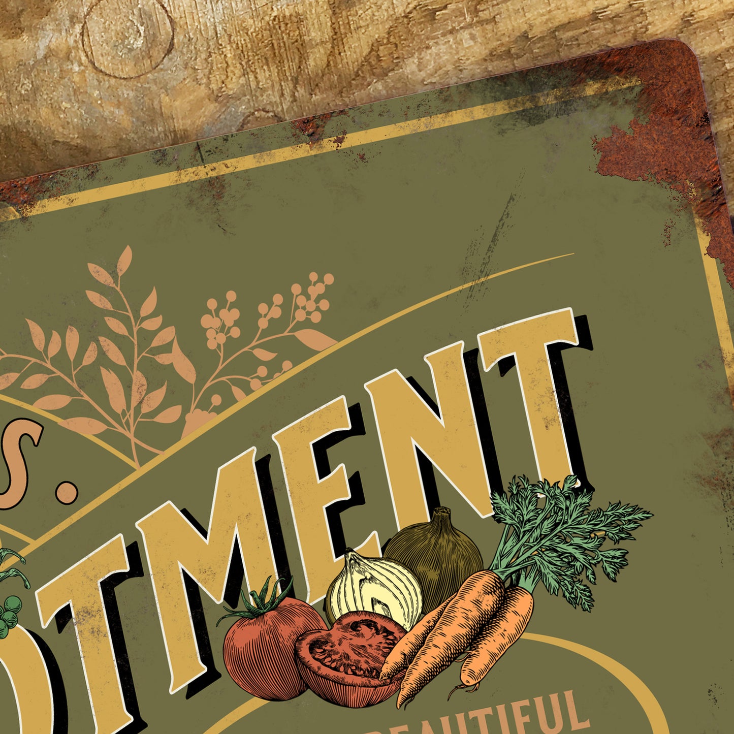 Personalised Allotment Sign Garden Vegetable Patch Metal Door Wall Sign Vintage 200x305mm