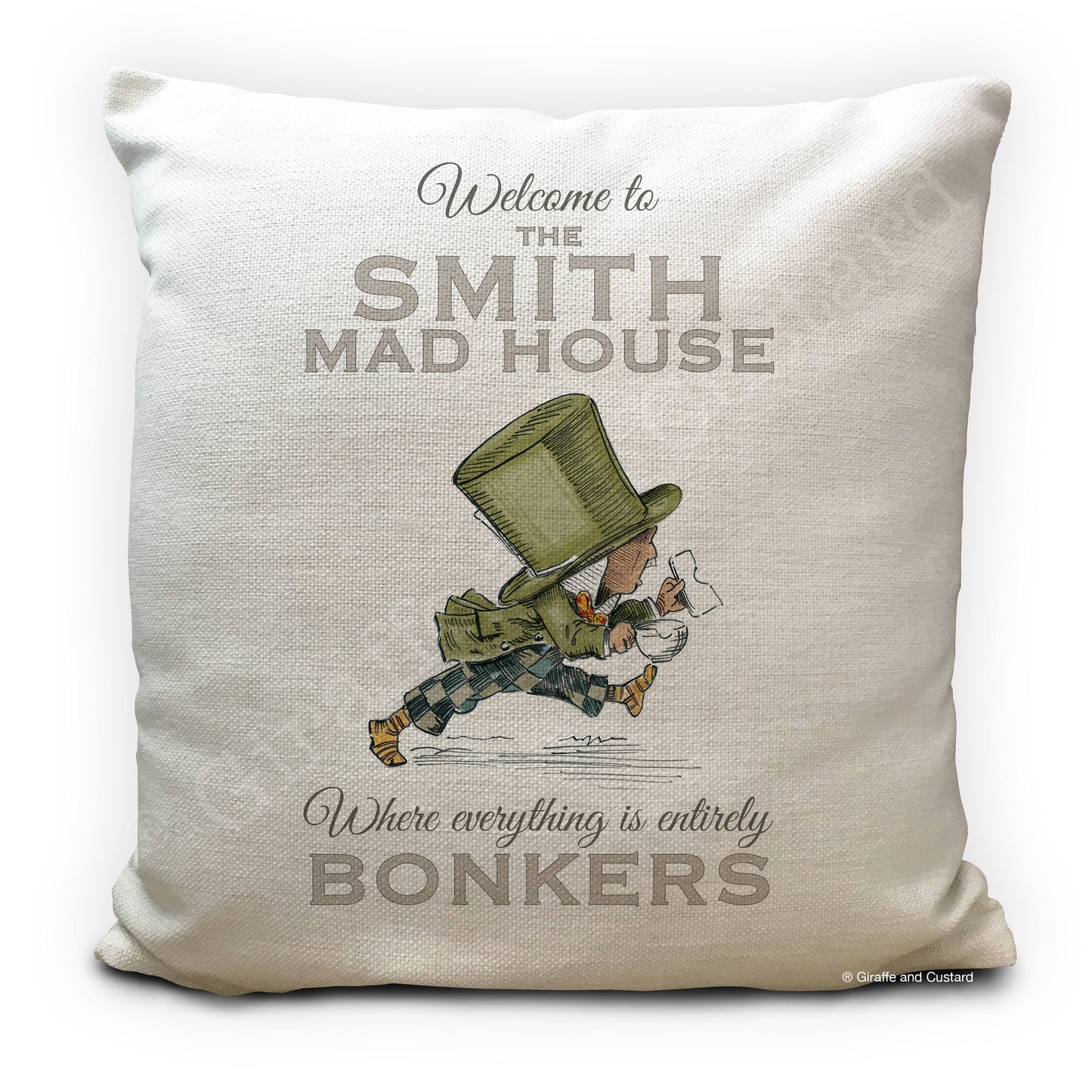 personalised custom Alice in wonderland mad hatter mad house quote
