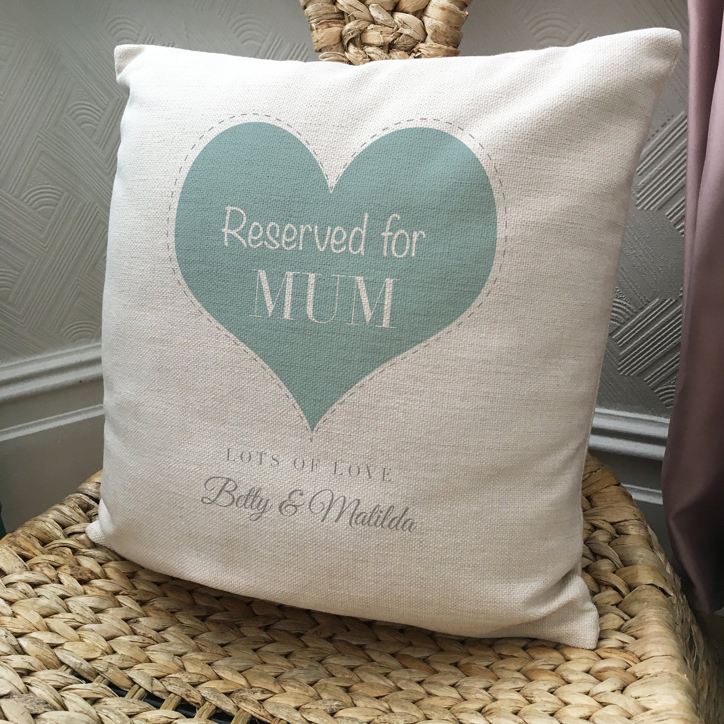 Personalised Mothers Day Cushion Cover Reserved Mum 40cm 16"