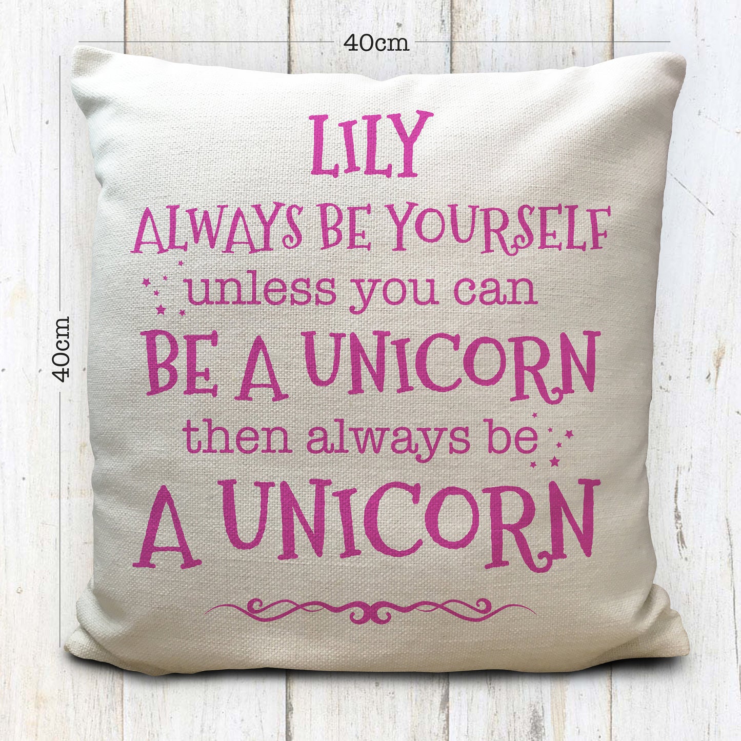 Personalised Unicorn Cushion Cover Childrens Name 16" 40cm