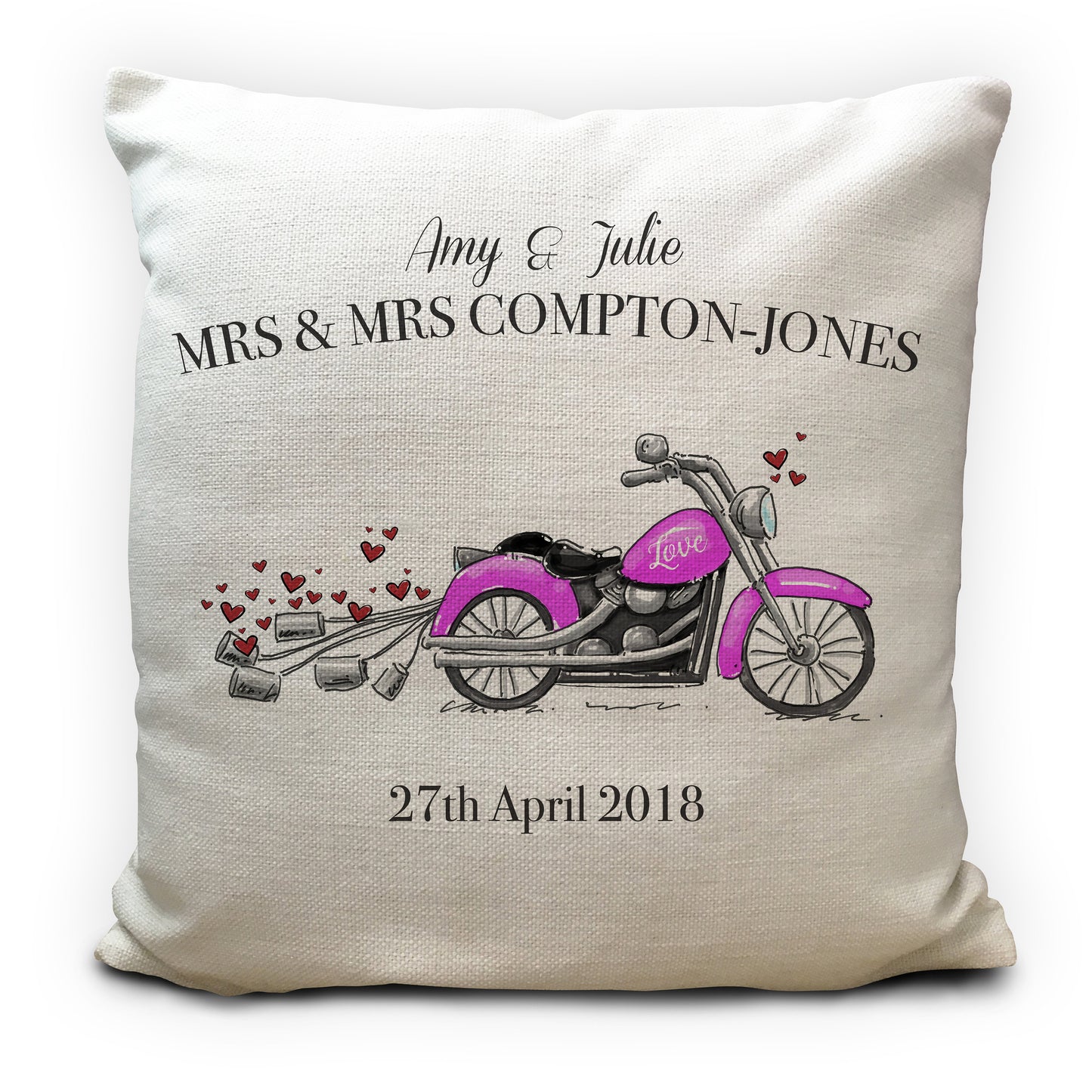 Personalised Motorbike Motor Cycle Wedding Cushion Cover 16"