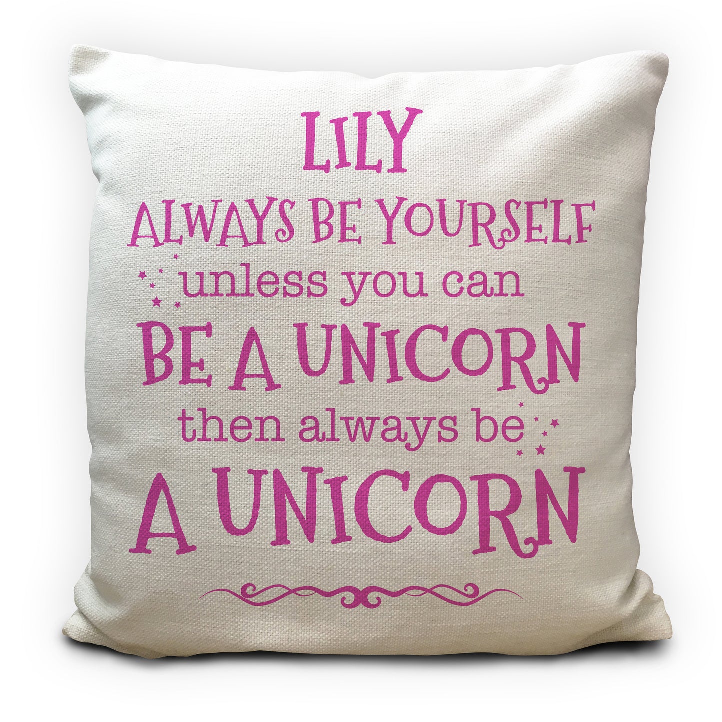 Personalised Unicorn Cushion Cover Childrens Name 16" 40cm