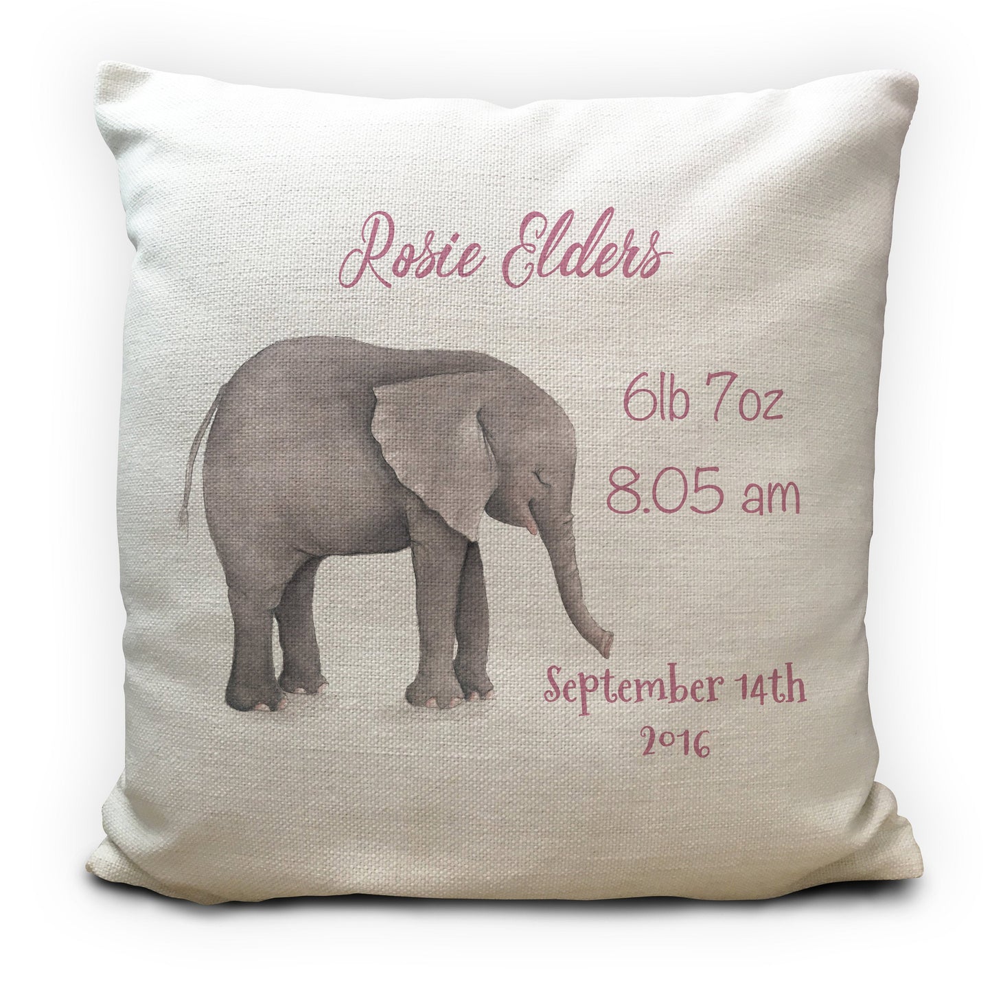 Personalised Baby christening gift elephant cushion cover