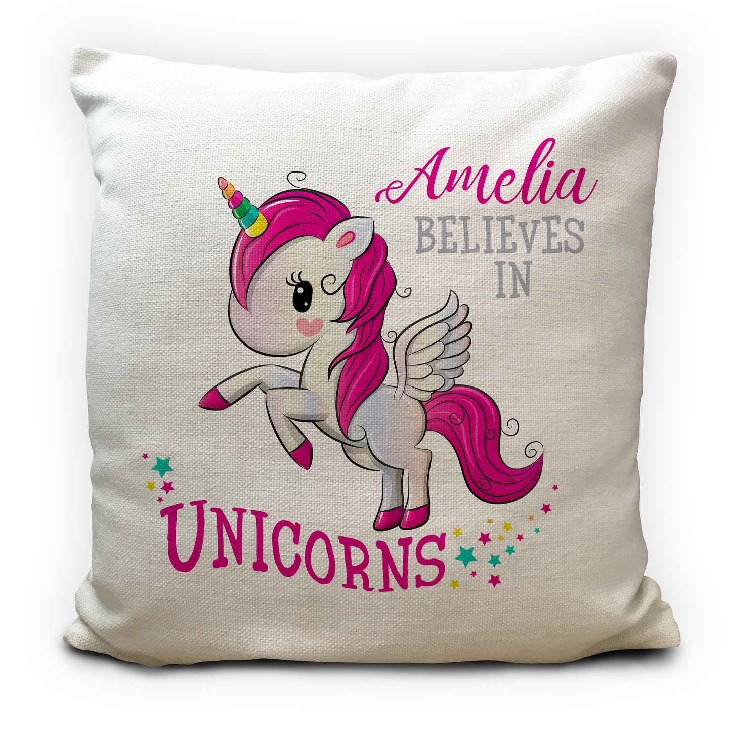 Personalised Unicorn Cushion Cover Girls Bedroom 40cm 16"