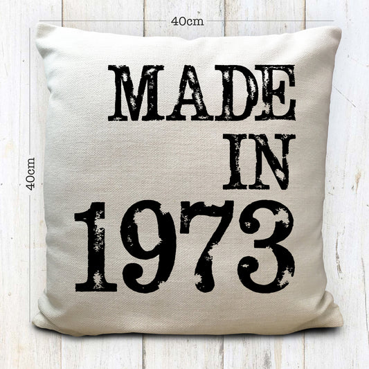 personalised birthday gift cushion cover made in birth year measurements
