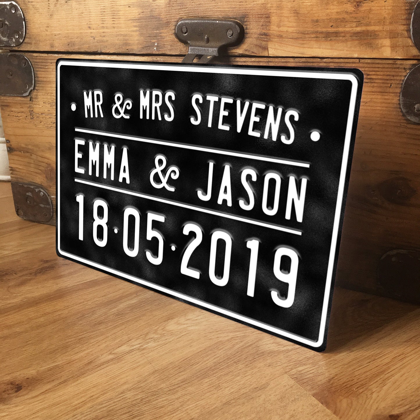 Personalised Vintage Retro Wedding Sign - vintage car number plate