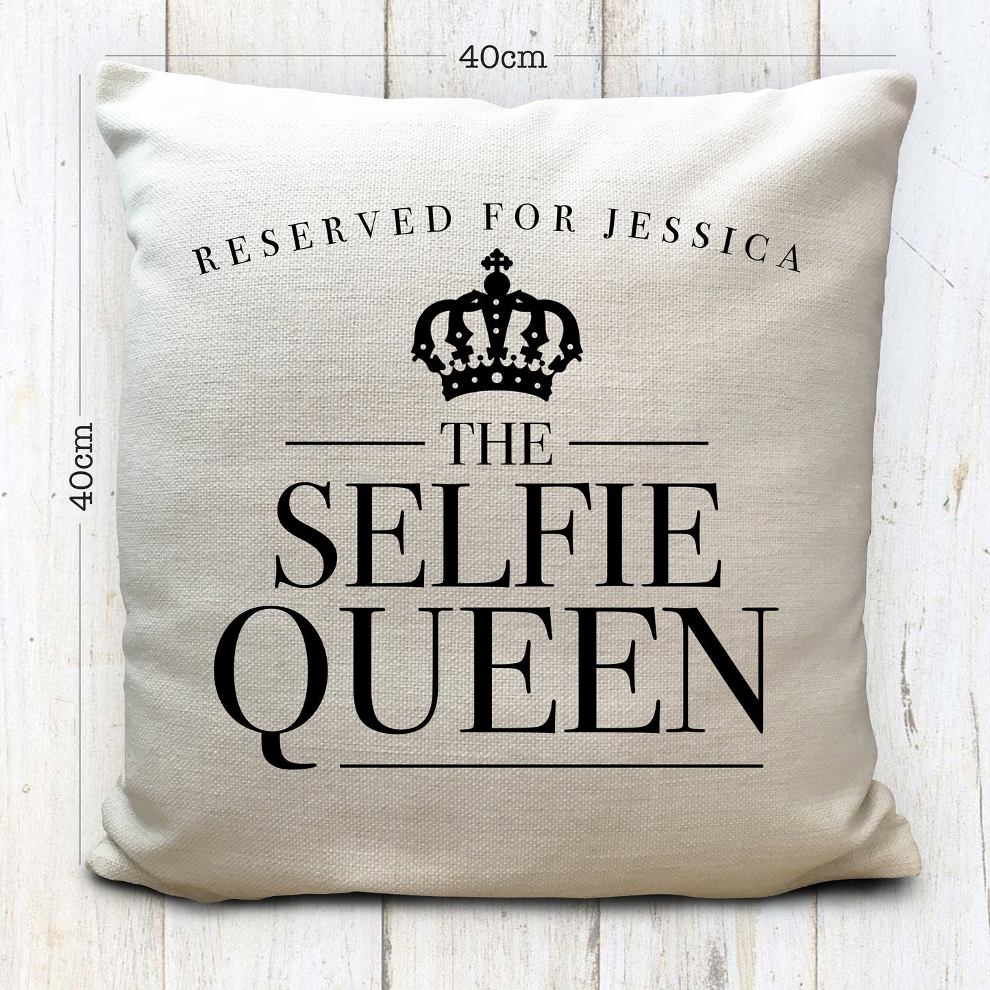 Personalised Selfie Queen Cushion Cover Reserved Name 16" 40cm