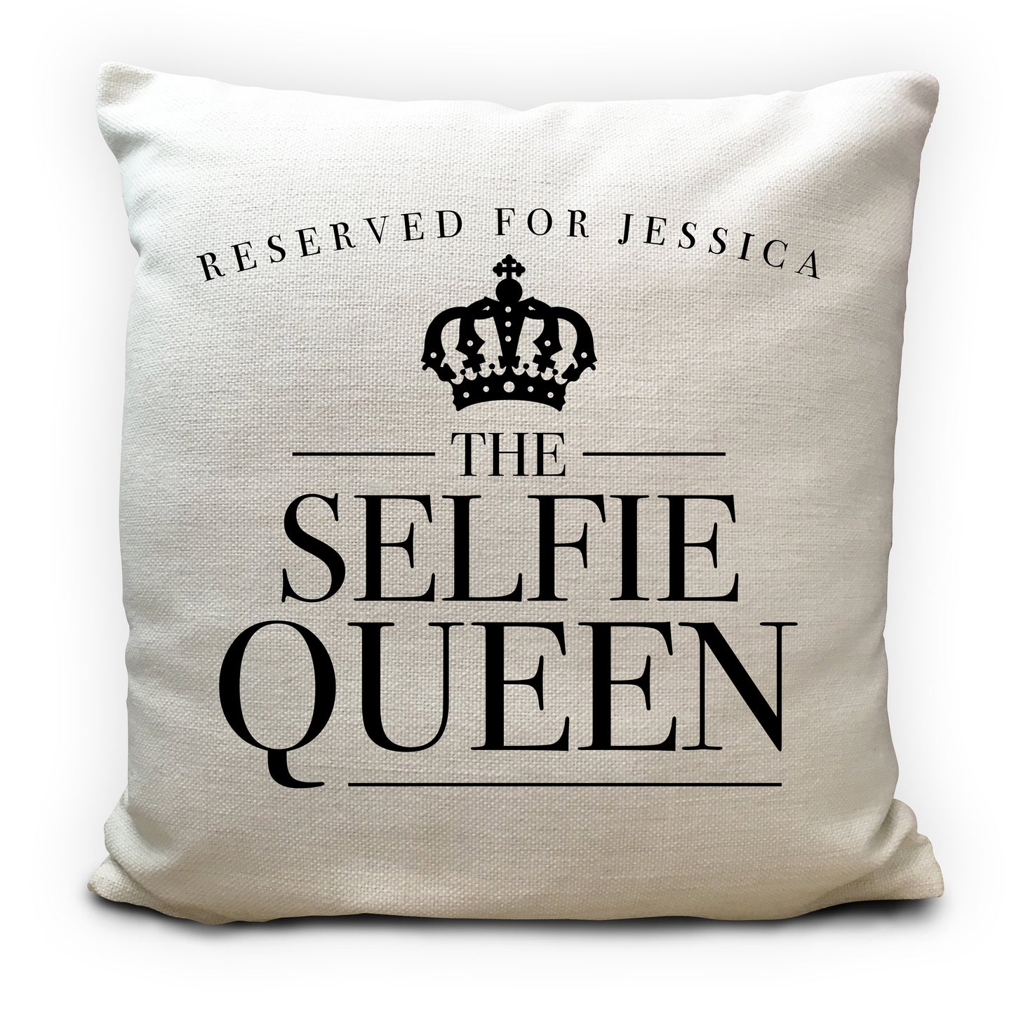 Personalised Selfie Queen Cushion Cover Reserved Name 16" 40cm