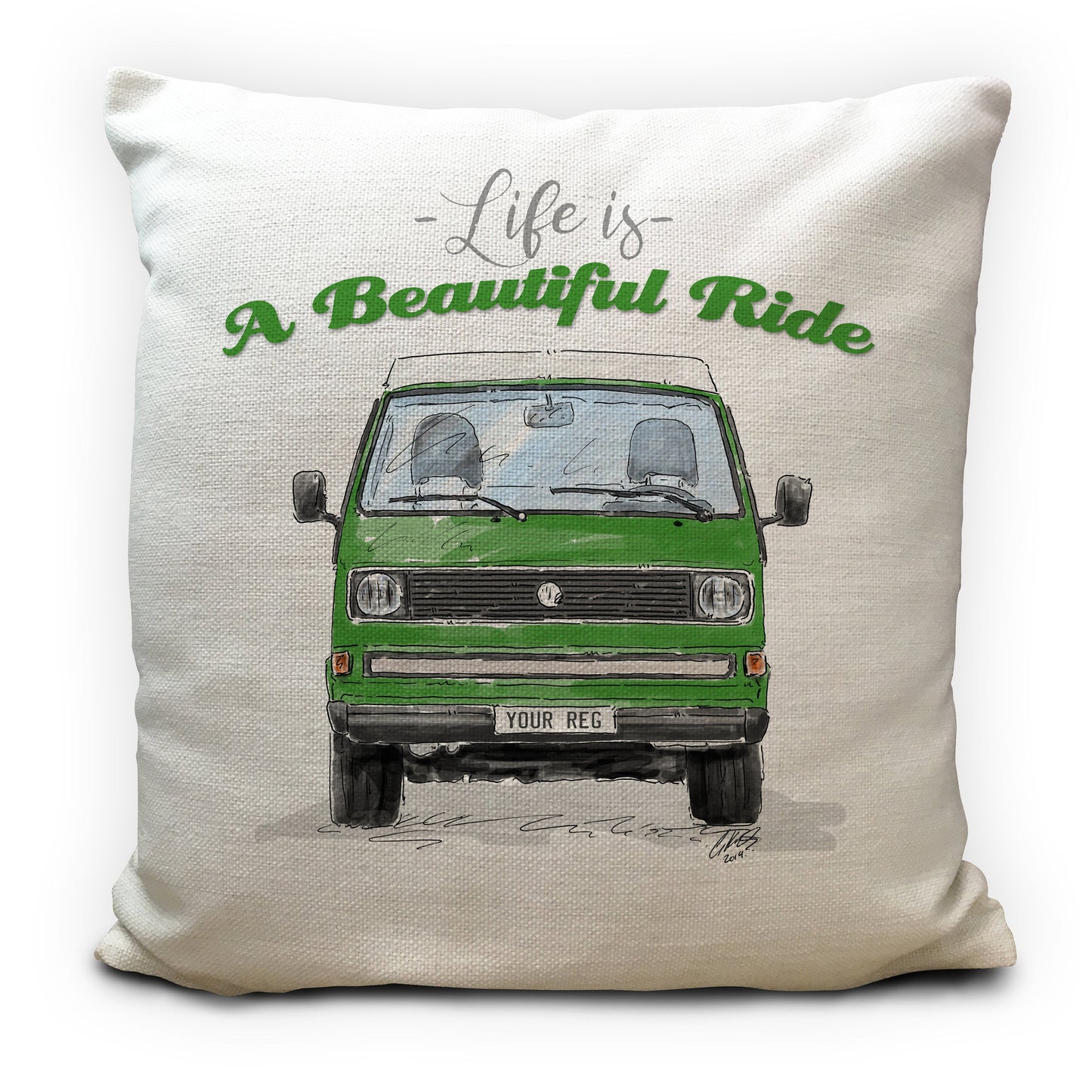 Personalised Retro Campervan Transporter T3 Cushion Cover 16"