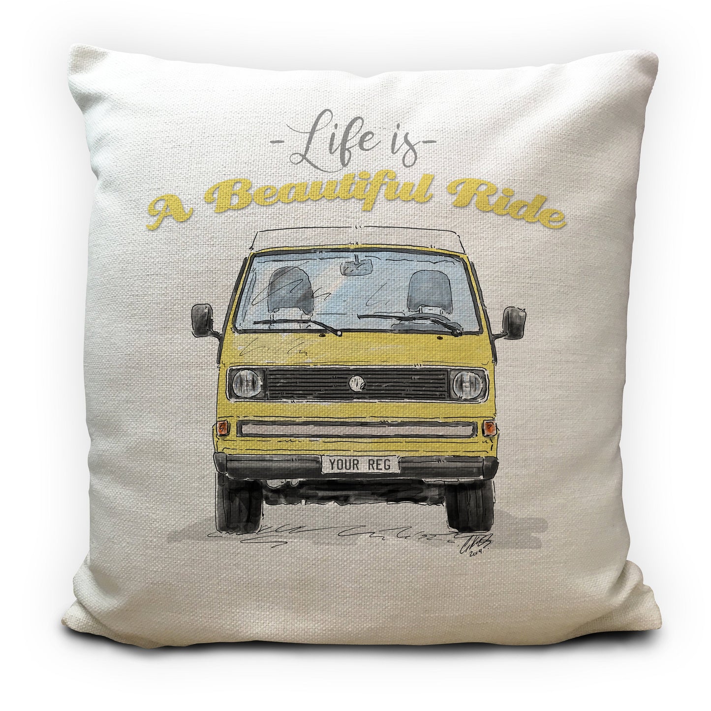 Personalised Retro Campervan Transporter T3 Cushion Cover 16"
