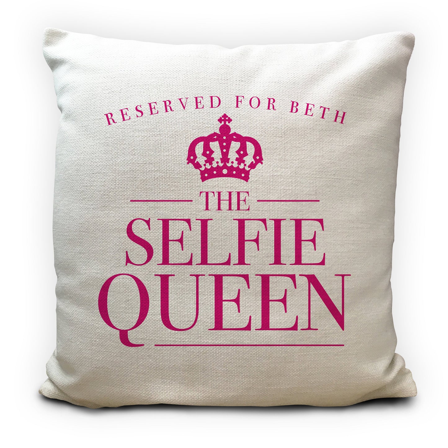 Personalised Selfie Queen Cushion Cover Reserved Name 16" 40cm