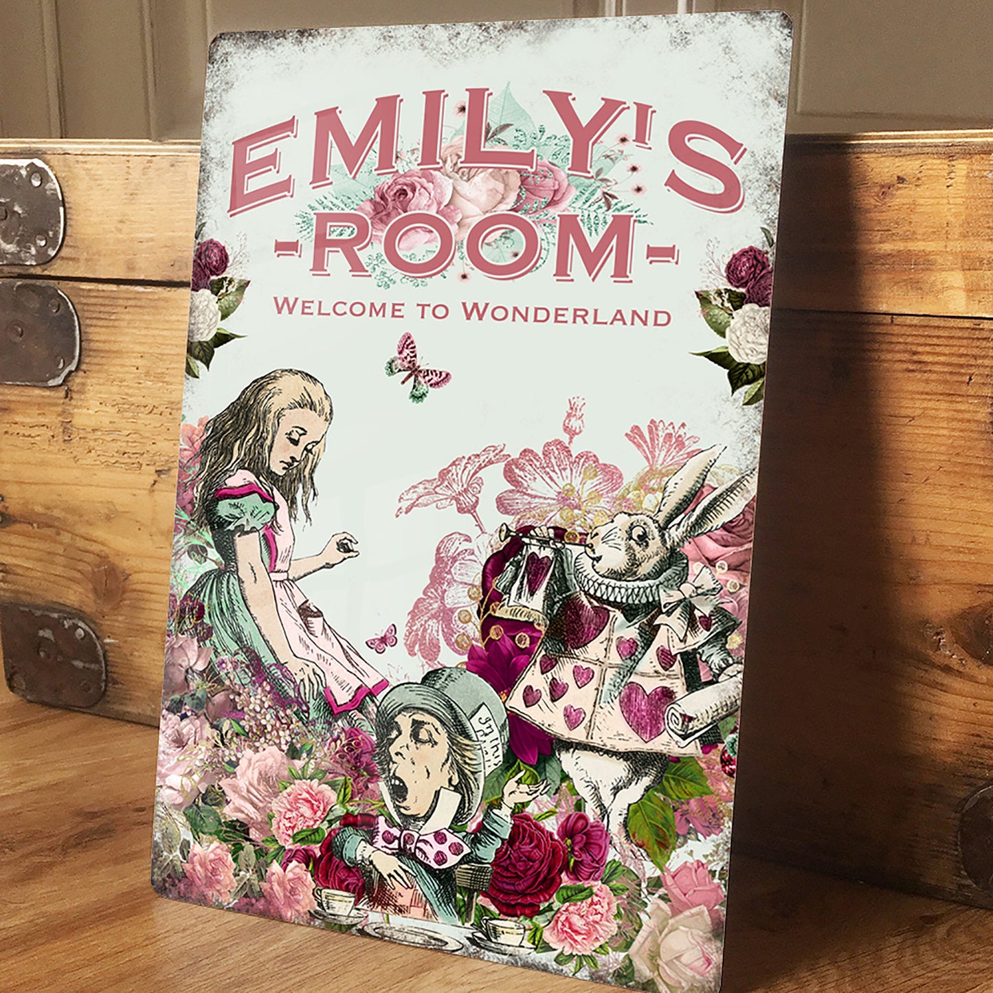 Personalised Alice in Wonderland Bedroom Name Metal Sign