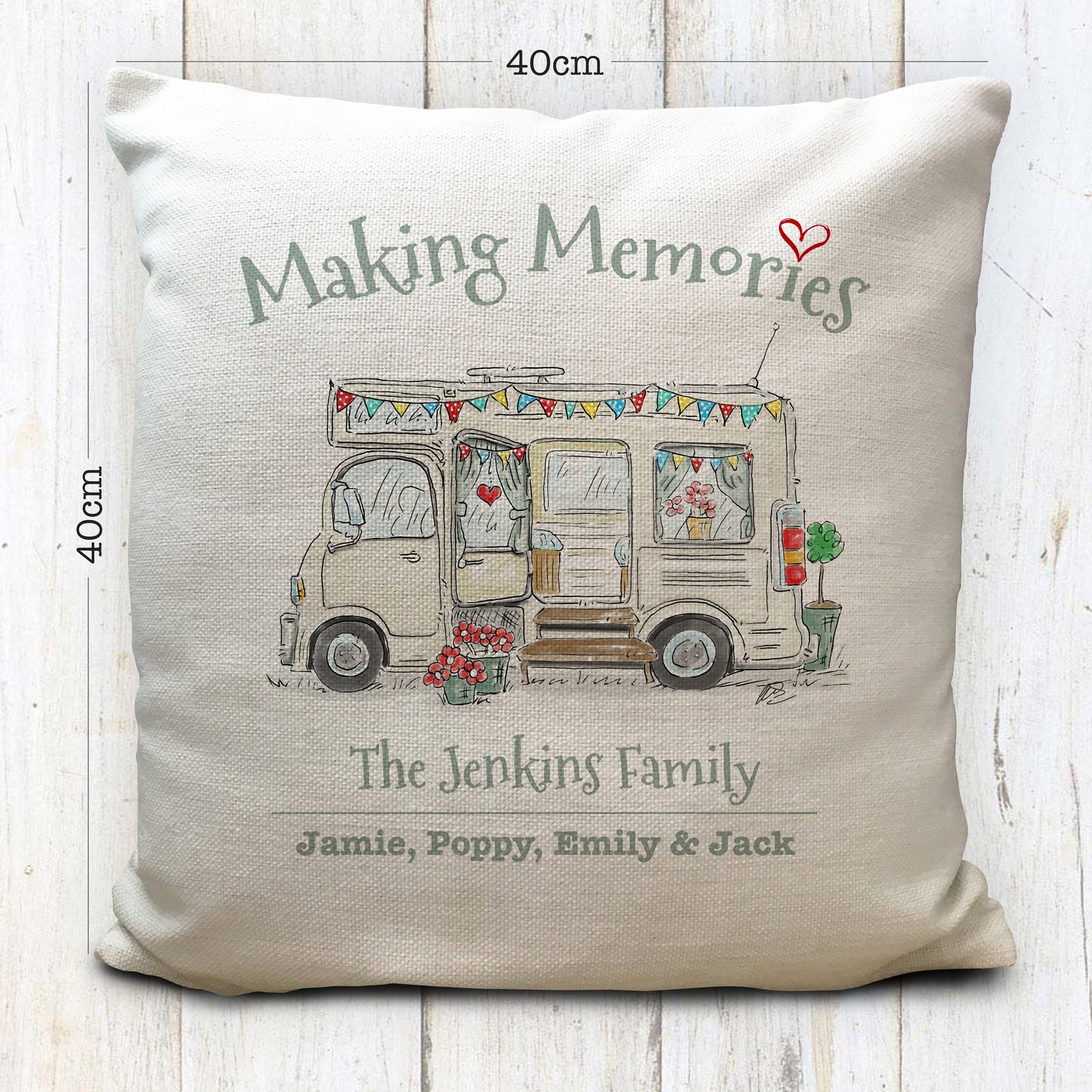 Personalised Motorhome Camping Mobile Home Cushion Cover 16"