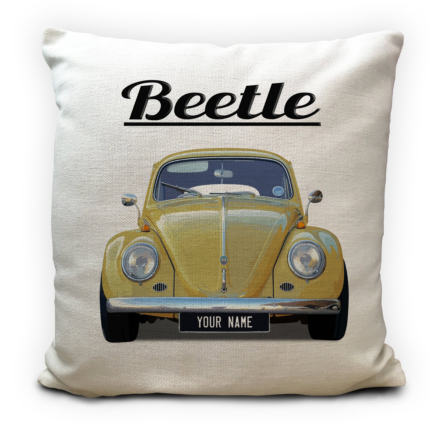 personalised beetle bug cushion cover gift yellow
