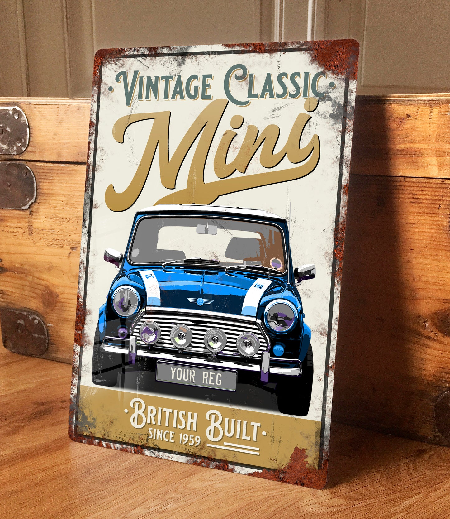Personalised Classic Mini Cooper Metal Sign 200mm x 305mm