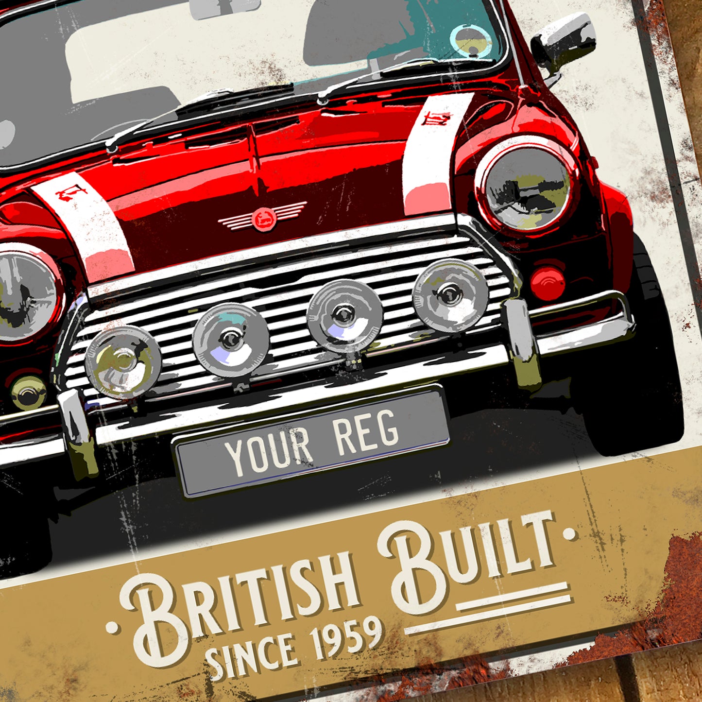 Personalised Classic Mini Cooper Metal Sign 200mm x 305mm