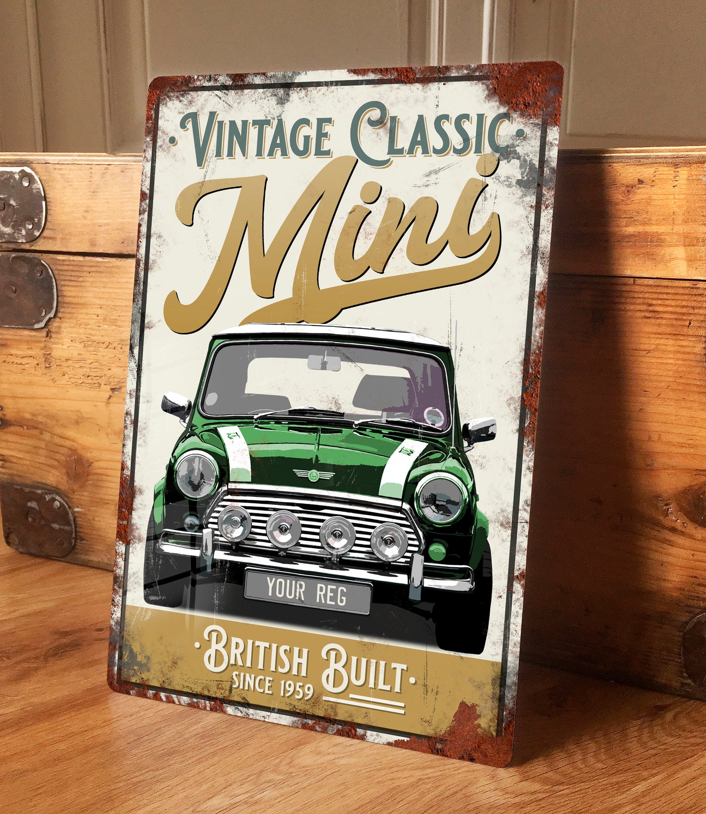 Personalised Classic Mini Cooper Metal Sign 200mm x 305mm