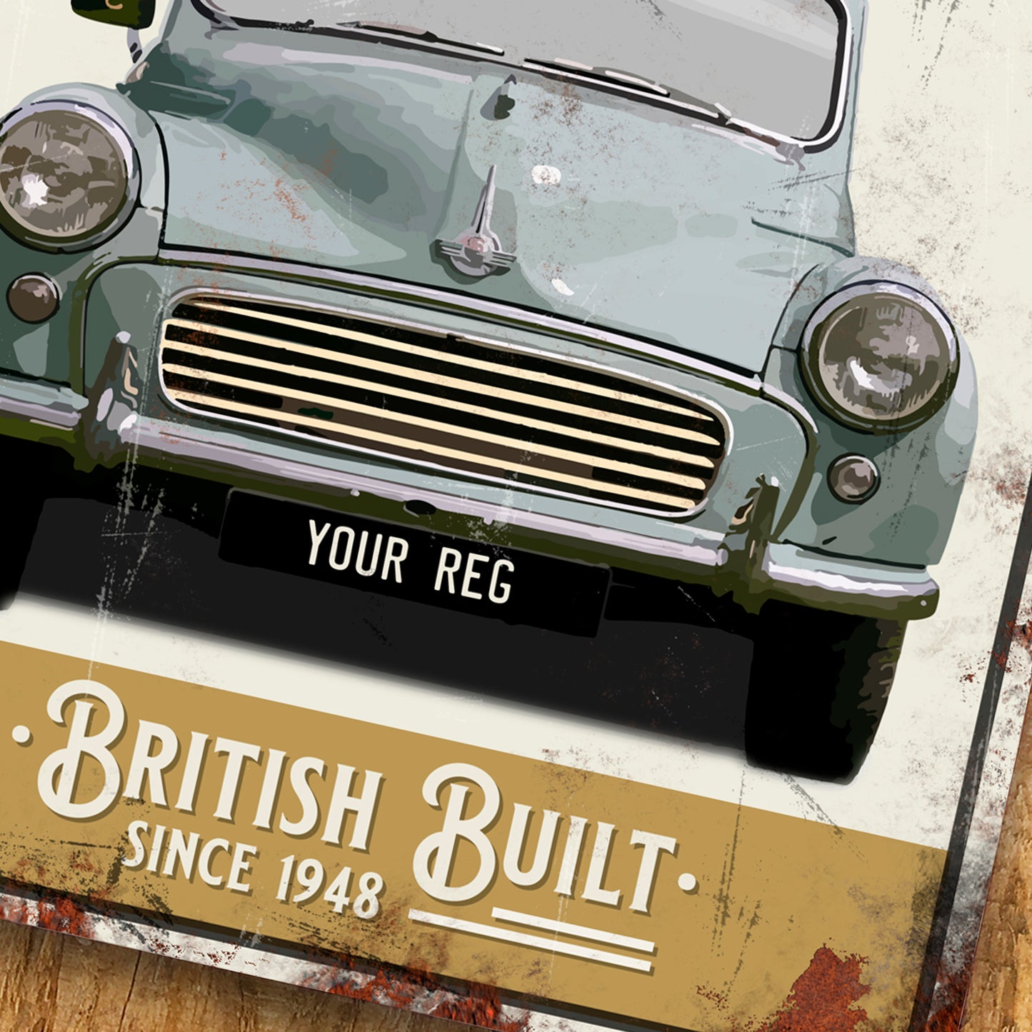 Personalised Classic Morris Minor Metal Sign 200mm x 305mm