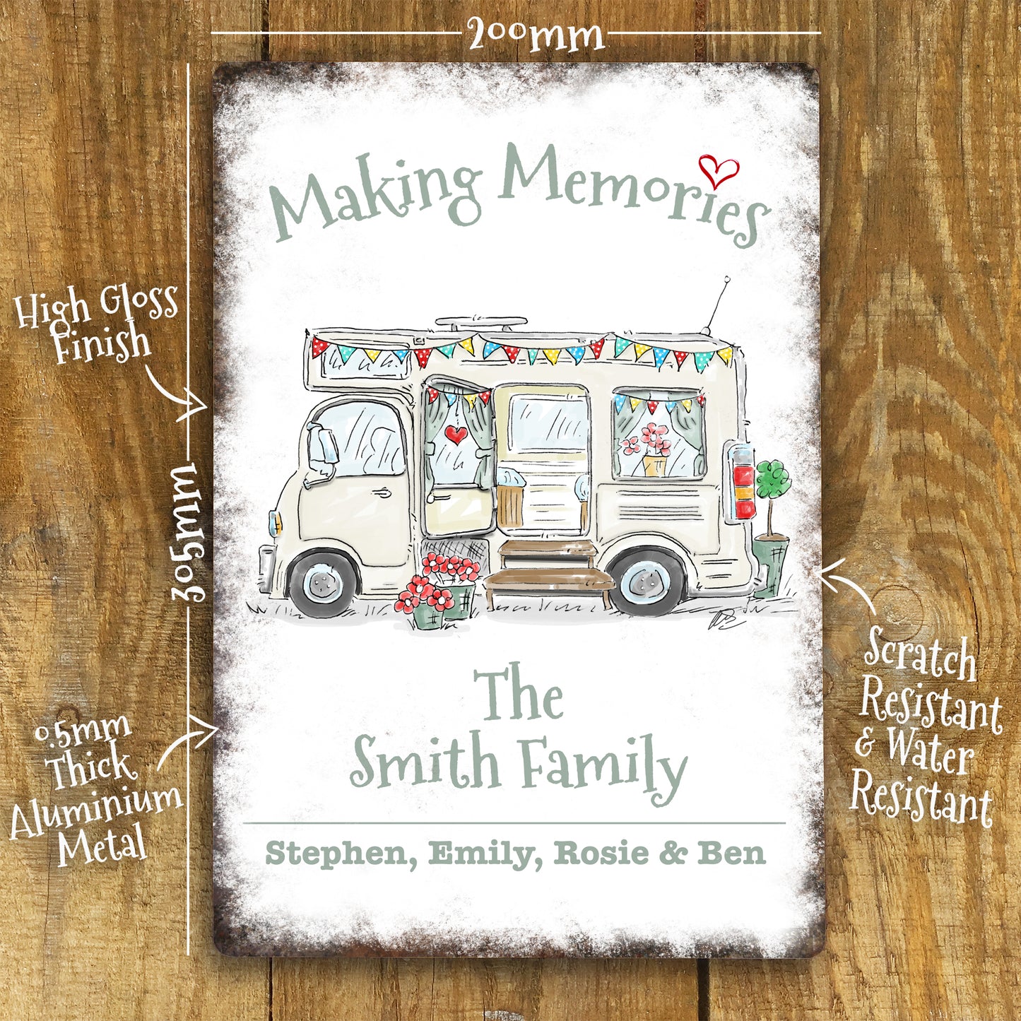 Personalised Motorhome Camping Metal Sign 200x305mm