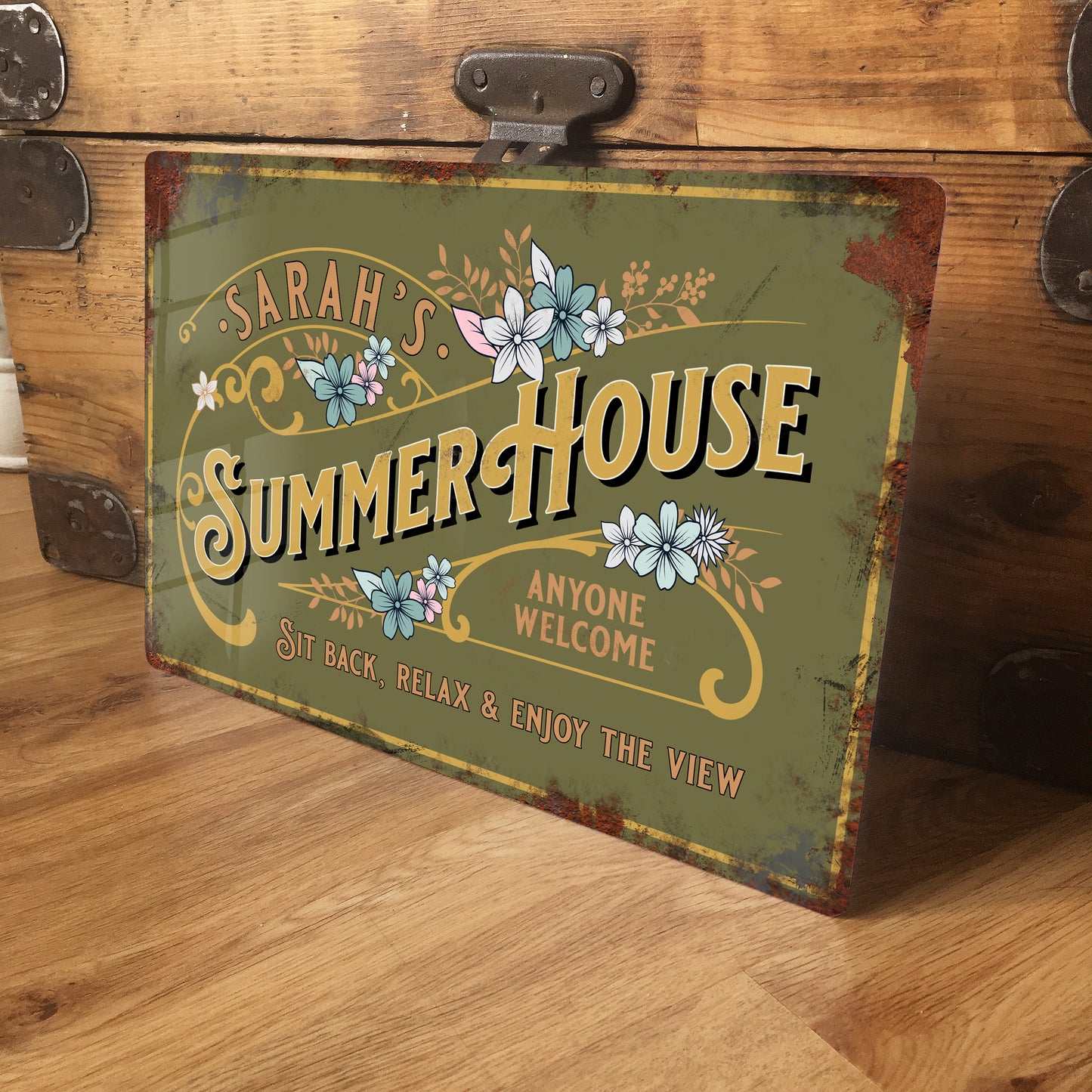 Personalised Vintage Retro Summer House Metal Sign