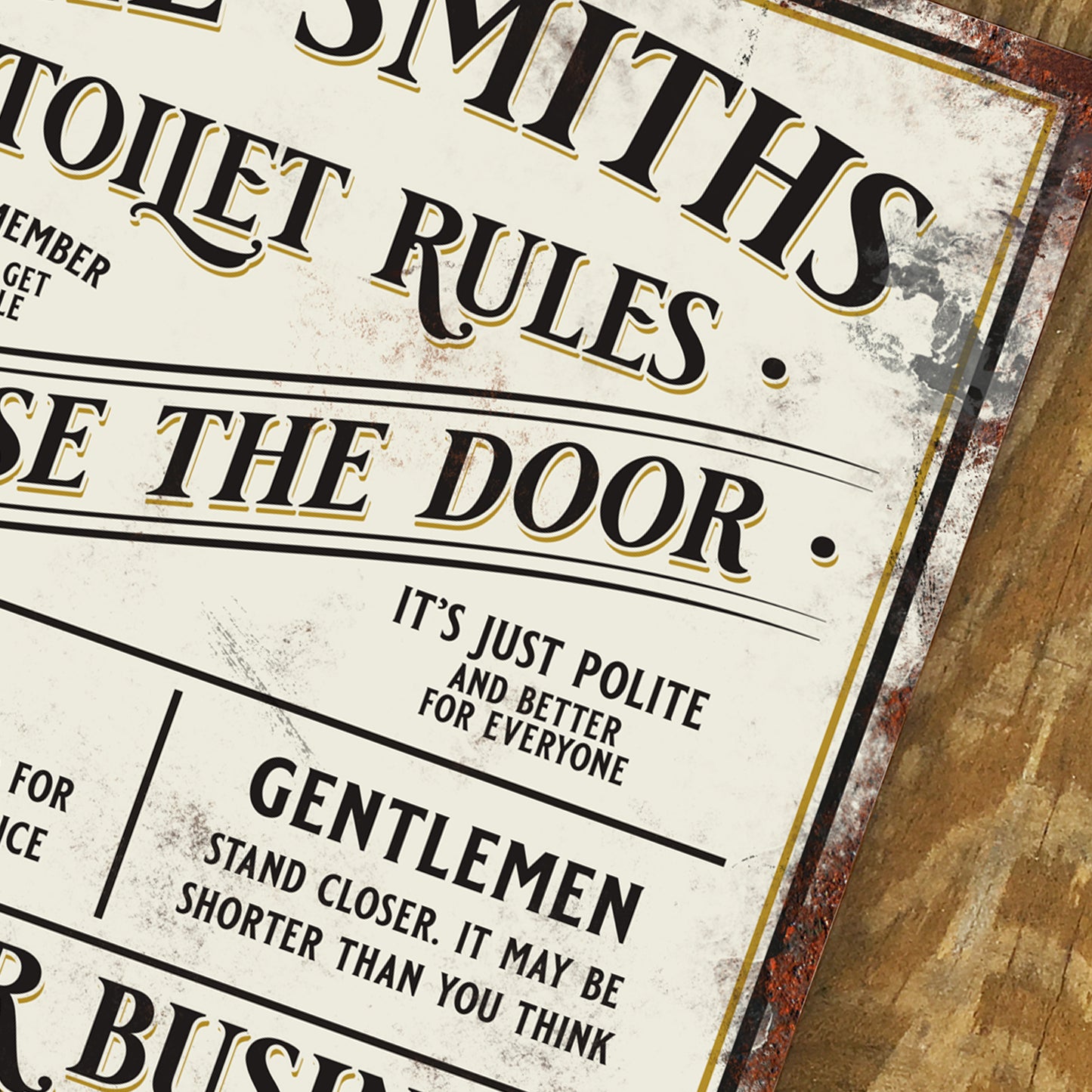 Personalised Toilet WC Rules Metal Door Wall Sign Vintage 200x305mm