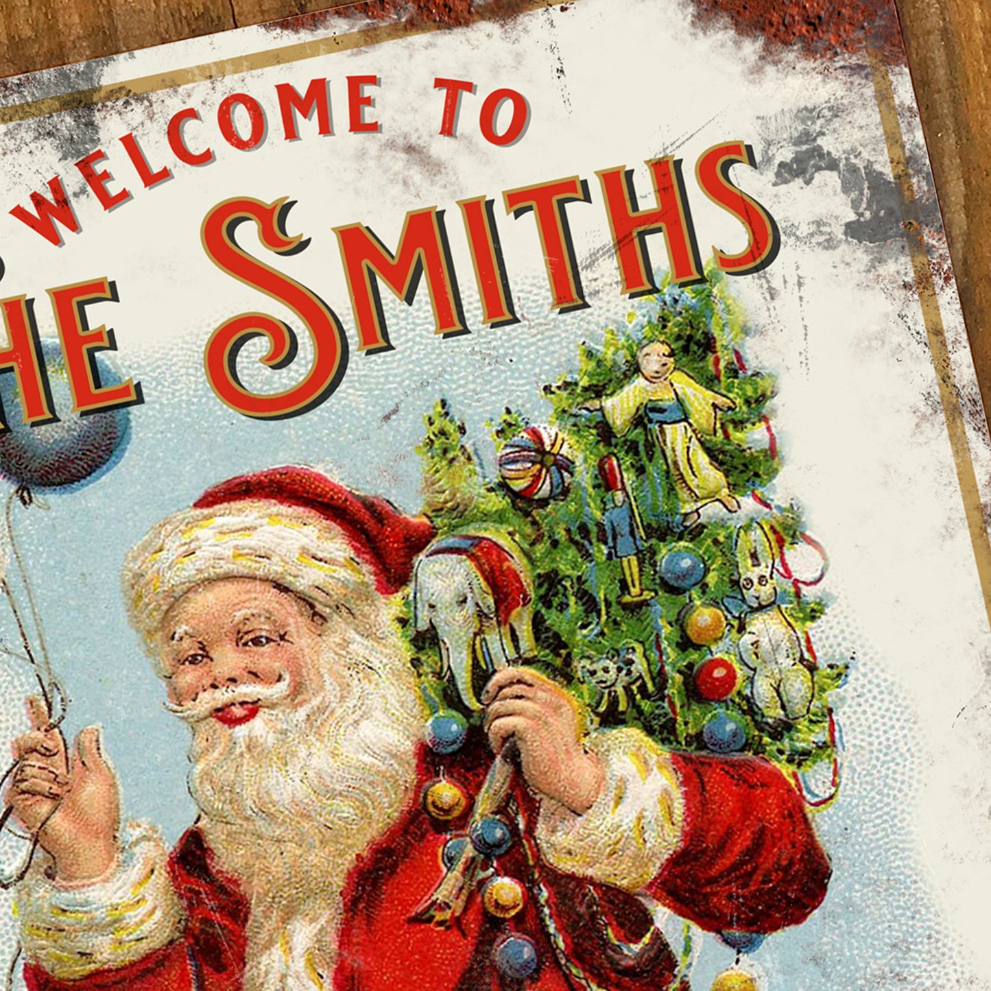 Personalised Christmas Santa Metal Sign 200mm x 305mm