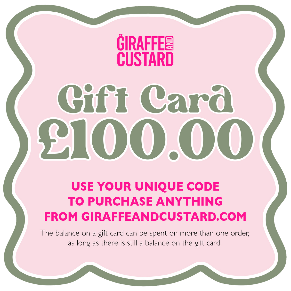 Giraffe and Custard Gift Card