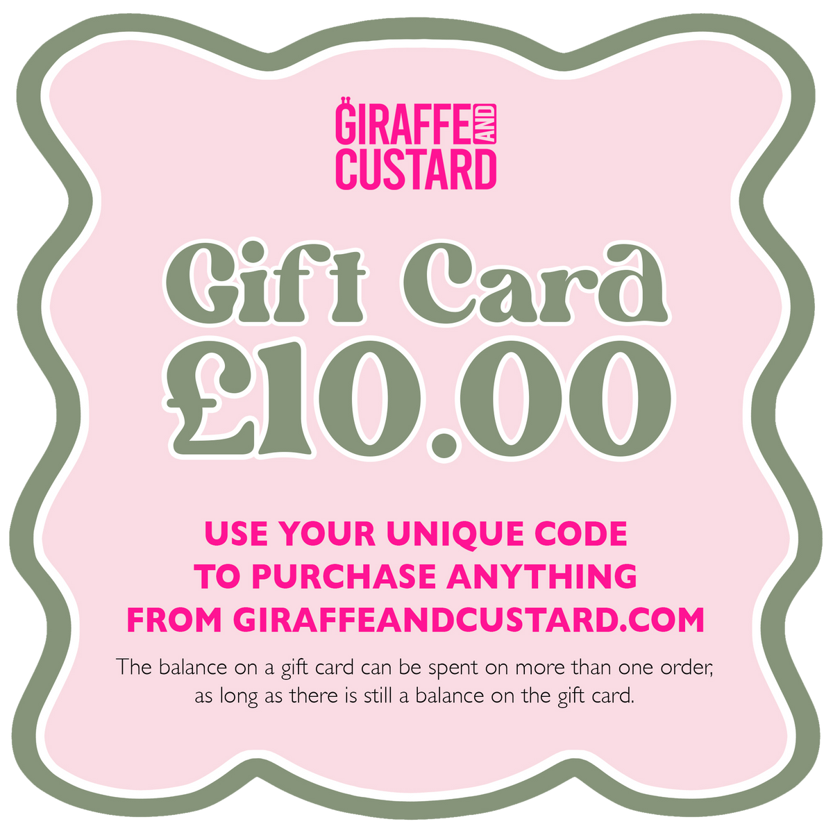 Giraffe and Custard Gift Card