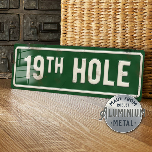 19th Hole Golf Metal Sign Plaque Golfing Home Pub Bar Decor - 100x305mm