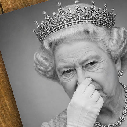 Funny Queen Metal Sign Toilet WC Wall Art – Cheeky Royal Portrait Print on Aluminium, Waterproof Gloss Finish, Unique Humour Decor Gift