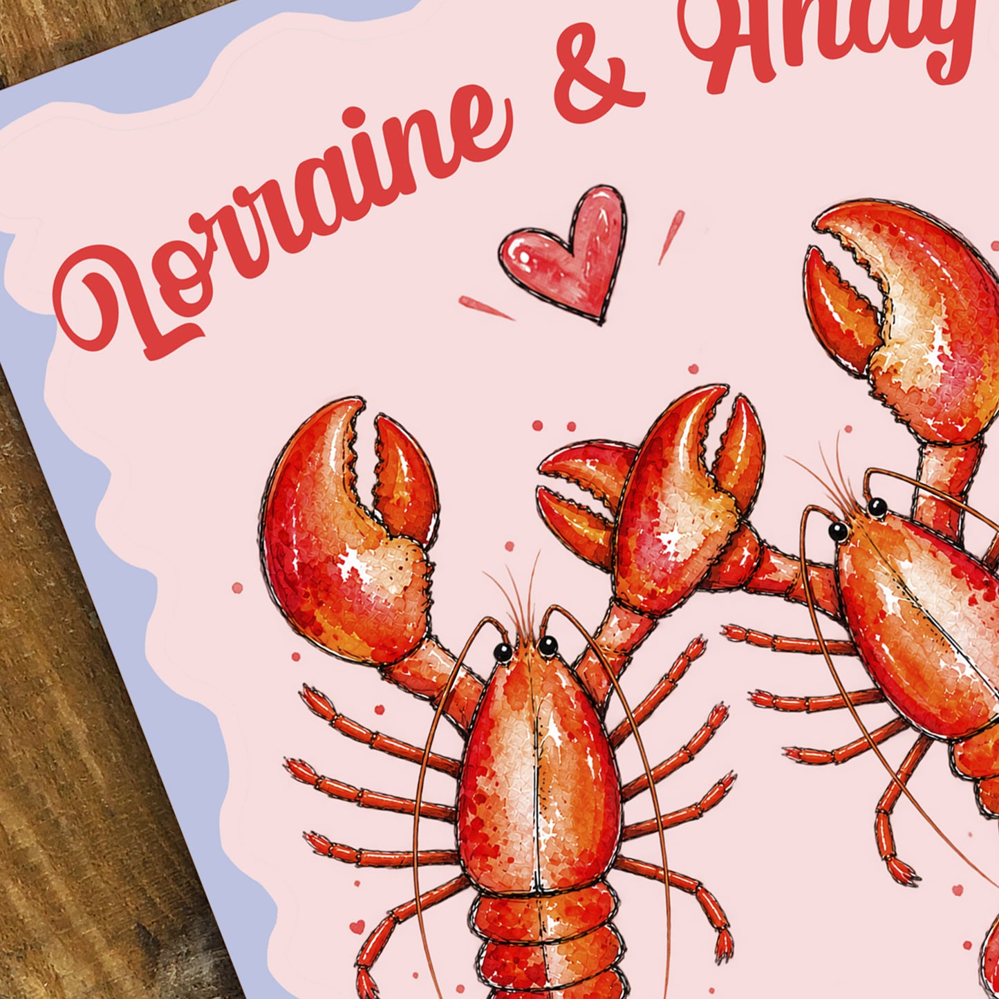 Personalised Couple Lobster Metal Sign – Wedding Anniversary Gift, Romantic Coastal Wall Art, Custom Names Aluminium Love Sign
