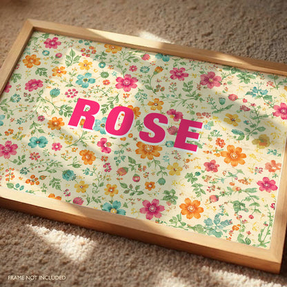 Personalised Floral Name Print – Colourful Nursery & Children’s Wall Art