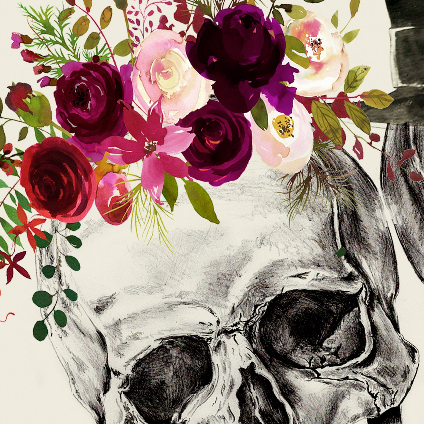 Personalised Skull Couple Wedding Print – Alternative Gothic Wall Art