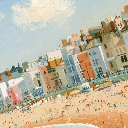 Brighton Beach Wall Art Print, Seaside Poster, Colourful Coastal Art, British Beach Print, Brighton Seafront Decor A4 A3 A2 A1